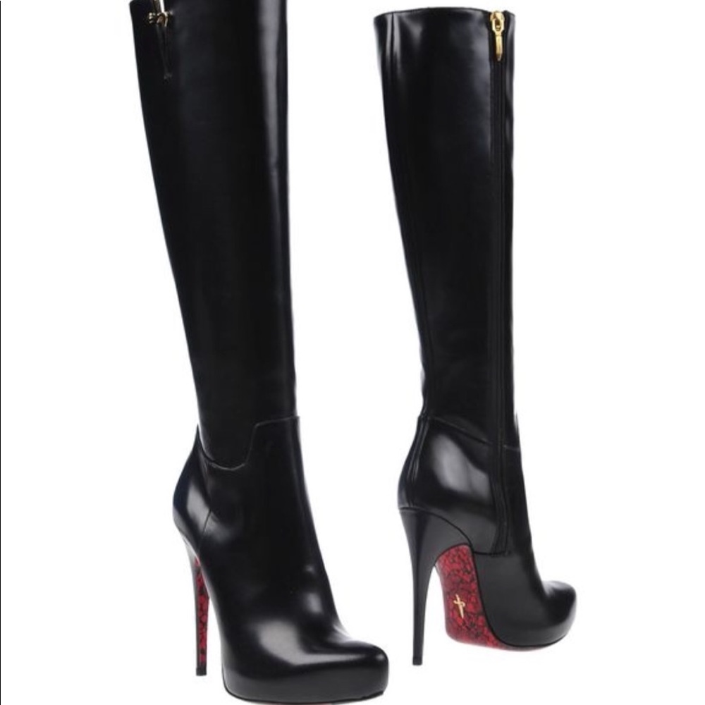 Cesare Paciotti BLK boot7/37 NIB knee high leather